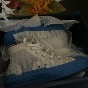 Dior Blue and White High-Top Sneakers